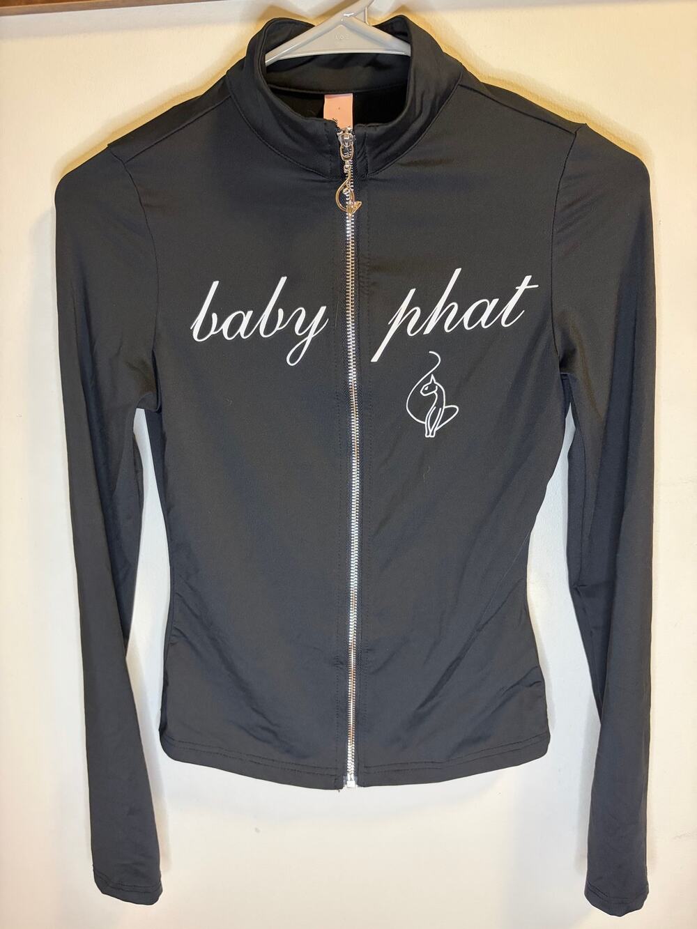 Baby Phat Womens Black Track Jacket Zip up Small, Y2K, Streetwear, Cat logo